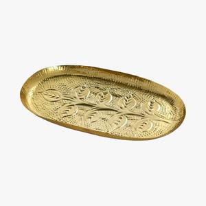 Plateau de service en laiton avec surface polie dorée, conçu pour une utilisation élégante sur la table à manger et la décoration de la maison - Product Image 1