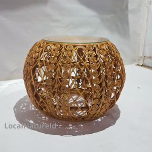 Mesa auxiliar minimalista de ratán tejido de primera calidad, duradera, para patio, balcón, mesa de centro para restaurante, interior. - Product Image 4