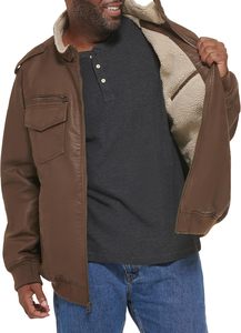 Blouson aviateur en cuir de vachette marron pour homme, personnalisable, vintage, vente en gros - Product Image 2