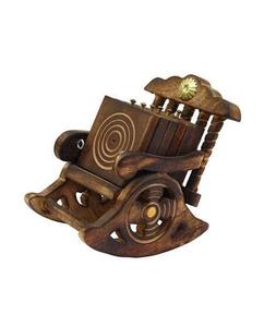 Wooden Antique Miniature <b>Chair</b> Shape Tea,Coffee,Drink Hot/Cold Coaster Set <b>with</b> 6 Coaster for Kitchen/Dining <b>Table</b>/Office - Product Image 4