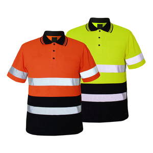 Hi Vis Reflective Safety <b>Orange</b> Reflective Safety Tape Men's <b>Polo</b> <b>Shirts</b> - Product Image 2