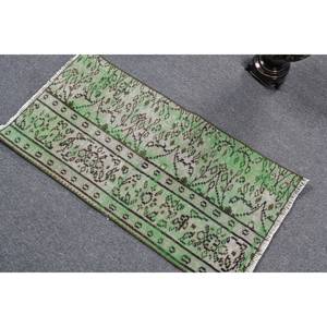 Alfombra Vintage turca de 16 'X 31 ', Alfombra de área grande, diseño de retazos verdes de gran tamaño, Alfombra de habitación de pasillo rectangular abstracta de látex de viscosa de lana - Product Image 4