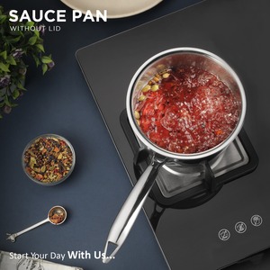 Batterie de cuisine en acier inoxydable avec poignée rivetée casserole avec couvercle conception durable de qualité alimentaire facile à nettoyer exotique argent brillant - Product Image 4