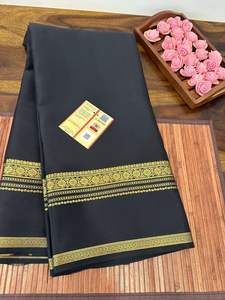 Hecho a medida en saris de seda de brocado de color granate con bordes dorados hechos de seda 100% PUR ideal para reventa por tiendas de ropa - Product Image 6