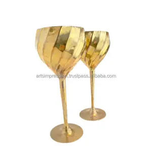 Laiton placage grand verre à vin magnifique gobelet pour boire bon look produit belle qualité eau potable cuisine utiliser gobelet