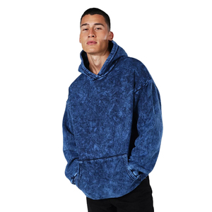 Sweat à capuche vintage personnalisé pour hommes 100% coton éponge française lavage à l'acide et sweats surdimensionnés Streetwear avec polaire respirante - Product Image 2