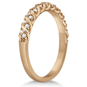 14k Rose Gold Diamond Rope Wedding <b>Band</b> 0.17ct Diamond <b>Rings</b> - Product Image 3