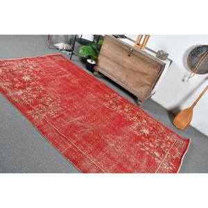 Tapis Turc Vintage Rouge Beige 4.9x8.7ft Grande Surface Laine Latex Patchwork pour Couloir Chambre Rectangulaire Côté pour Chambre Chevet - Product Image 4