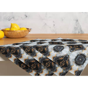 Ensemble de sets de table IKE-Conic de luxe, faits à la main, rayés et floraux, en tissu polyester antidérapant et lavable avec logo personnalisé - Product Image 2
