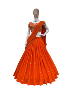 Lehenga Choli de Diseño con Bordado de Lentejuelas en Faux Georgette para Novia, Ropa Nupcial Económica de Calidad de Exportación - Product Image 1