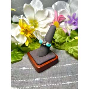 Navajo Handmade White Water Turquoise Sterling <b>Silver</b> Boho <b>Statement</b> <b>Ring</b> Size 8 Bezel Setting Gemstone Inlay for Everyday Wear - Product Image 3