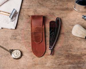 Housse de rasoir en cuir personnalisée pour un usage quotidien \ Étui de rasoir en cuir fait main de qualité supérieure à vendre - Product Image 3
