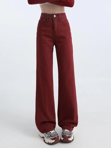 Nuevos Pantalones vaqueros de pierna recta informales de moda para mujer con cordón lavado Denim, versátiles - Product Image 5