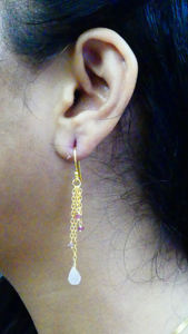 เซ็ตต่างหูชุบทองเงินสเตอร์ลิง925สำหรับผู้หญิงขอบพลอยหลากสีต่างหูสุดคลาสสิกสำหรับปาร์ตี้ - Product Image 3