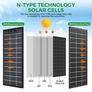 Panneaux solaires bifaciaux à demi-cellules à haute efficacité 100W-200W 22% d'efficacité Système solaire hybride pour usage domestique - Product Image 5