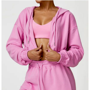 Logotipo personalizado de manga larga Casual blazer Mujeres Deportes Gimnasio Entrenamiento Full Zip Pullover Mujeres Sudaderas con capucha - Product Image 1