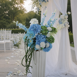 Arreglo Floral para Eventos, Bola de Hortensias Artificiales Grandes de 30-60cm, Azul y Verde, Centro de Mesa para Altar - Product Image 6
