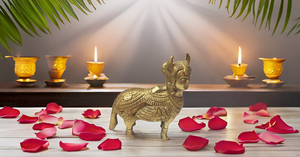 Main Laiton Kamdhenu Vache Bénédiction Statue Art Déco Design Maison Figurine Décorative Thanksgiving Cadeau Sculpture - Product Image 5