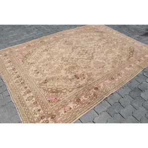 พรมวินเทจสไตล์ตุรกี ขนาด 6.6x9.3 ฟุต พรมขนสัตว์สีน้ำตาล - Product Image 2