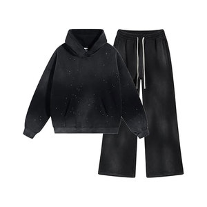 Conjunto Deportivo Informal Unisex Vintage de Primera Calidad a Precio Razonable, Sudadera con Capucha y Pantalones Deportivos de Estilo Lavado a la Piedra - Product Image 4