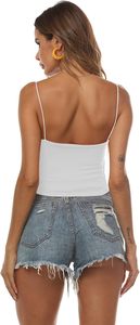 Débardeur basique solide Cami Crop pour femmes Double couche Spaghetti 92% polyester 8% Spandex respirant et court - Product Image 4