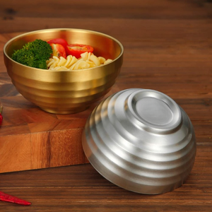 Nouveauté Bols à double paroi en acier inoxydable Noir mat Poli Finition martelée Sans danger pour les aliments Durable Écologique Service - Product Image 6