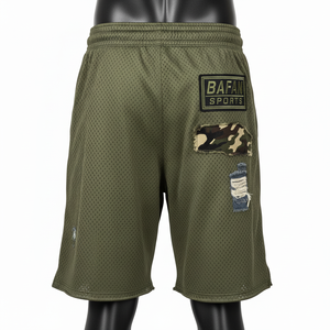 High quality 160 GSM polyester mesh <b>short</b> <b>men</b> olive green sports training <b>shorts</b> embroidery <b>patch</b> custom logo Mesh <b>men's</b> <b>shorts</b> - Product Image 6