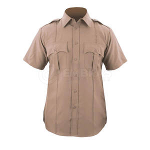 Camisa de vuelo de algodón 100% resistente a las arrugas con botones delanteros bolsillo de bolígrafo dobladillo recto - Product Image 2