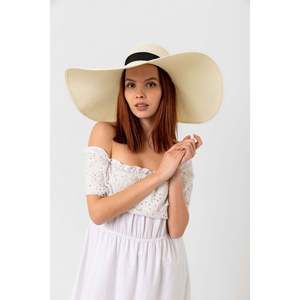 Cream Ribbon Extra Wide Straw <b>Hat</b> Hsr2039 Boxed Shipping - 2039krem - Product Image 4