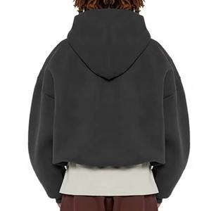 Sweat à capuche zippé personnalisé unisexe meilleure qualité blancs 500 Gsm sweat à capuche coton lourd polaire recadrée hommes sweat à capuche zippé - Product Image 6