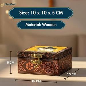 Boîte à bijoux en bois exclusive avec impressions artistiques sur la surface pour l'organisation de bijoux haut de gamme, personnalisée en Inde - Product Image 4