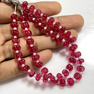 Cuentas con forma de melón de cuarzo rubí de calidad superior, cuentas de Rondelle talladas de cuarzo recubiertas de Color para la fabricación de joyas - Product Image 2