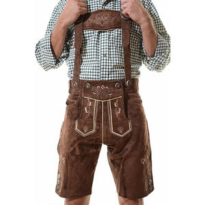 Lederhosen Alemanas Retro |   Pantalones de Cuero Estilo Bávaro Antiguo |   Ropa Tradicional Bordada de Cintura Alta para Hombre, Talla Grande - Product Image 2