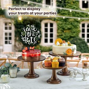 Juego de 3 soportes para pasteles de madera de acacia, soporte para cupcakes de granja rústica, soporte de Pedestal para pasteles de boda y cumpleaños, 3 piezas de postre - Product Image 4