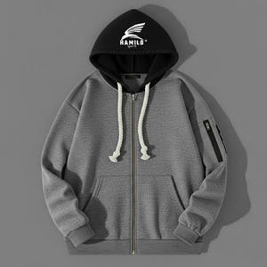 Sudadera con Capucha Térmica para Hombre, 100% Algodón Transpirable, Estilo Único, Estampado Sólido, Teñido Liso, Básico - Product Image 6