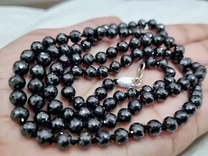 Collar de cuentas facetadas de moissanita negra personalizable de 8mm, grado AAA, excelente corte, estilo Hip Hop, joyería personalizada - Product Image 4