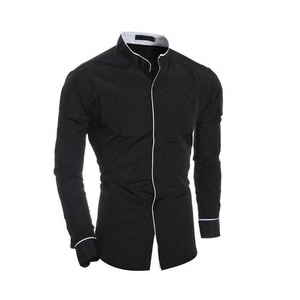 Nouvelle Chemise Habillée Décontractée pour Homme à Col Carré, Anti-Plis, avec Fermeture Éclair, en Flanelle Polyester/Coton 480g, Collection Printemps - Product Image 2