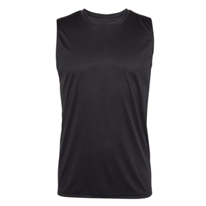 เสื้อยืดแขนกุดผ้าโพลีเอสเตอร์แห้งเร็วของผู้ชาย,เสื้อถักจากโรงงานสีพื้นสำหรับใส่ไปยิมฟิตเนสของผู้ชาย - Product Image 6