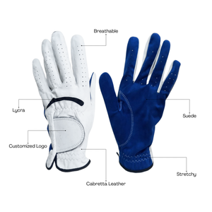 Guantes de golf personalizados de alta calidad para hombres y mujeres Cuero de gamuza Cabretta Mano izquierda o derecha Material de piel de oveja EOM aceptado - Product Image 6
