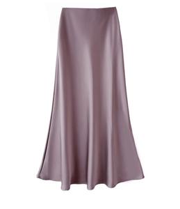 Falda acampanada ajustada de satén de gama alta para mujer, vestidos Midi elásticos de cintura alta sólidos, faldas elegantes asequibles de diseñador Formal informal - Product Image 6