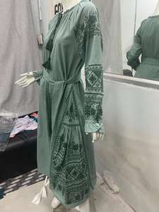 Venta al por mayor último 100% algodón bordado a mano ucraniano Casual Wear Maxi vestidos cintura natural tejido lavable - Product Image 4