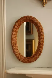 กระจกหวายธรรมชาติติดผนังดีไซน์มาตรฐานสไตล์วินเทจหรูหราสไตล์โบราณสำหรับตกแต่งห้องนอน - Product Image 6