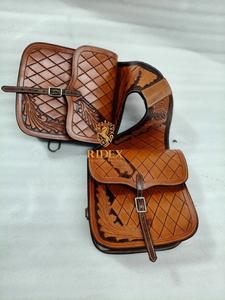 ADEEFA Sac de selle en cuir occidental attrayant, fait à la main, pour cheval, pour la randonnée équestre, le camping et le stockage équestre en plein air. - Product Image 1