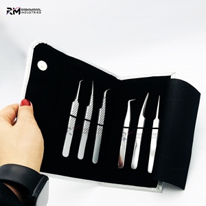 RMI haute qualité Super produit enduit de poudre d'argent et pince à épiler d'extension de cils à pointe argentée avec pochette d'emballage durable - Product Image 4