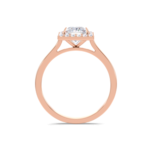 IGI Certified 1CT Princess Cut Halo Lab Grown Diamond Engagement Ring 9K Yellow/White/Rose Gold Square Frame Bridal Ring - Product Image 4