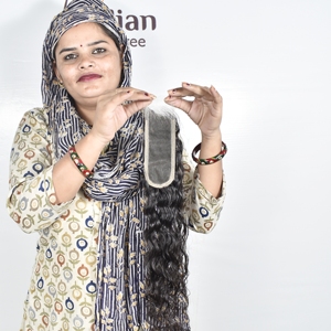 Buen estado Cierre de cabello humano 2*2 Vendedores de cabello Máquina Trama doble Procesado no químico de extensiones de cabello humano indio - Product Image 3