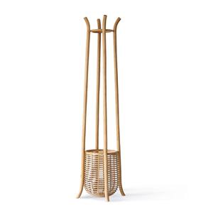Multifunctional Rattan <b>Coats</b> hang Racks Entryway Wooden <b>Coat</b> Rack <b>Hanger</b> <b>Stand</b> With Storage Basket for Kids and Adults - Product Image 3