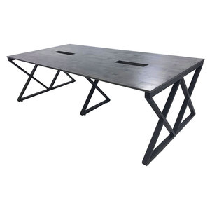 Table de conférence moderne de luxe industrielle 240x120cm en bois de caoutchouc avec pieds en fer Système XConcept HBXC013 - Product Image 1
