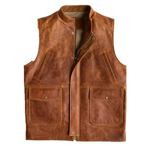 Chaleco Casual de Piel Genuina para Hombre, Nuevo Modelo, Transpirable, con Cuello en V, para Motocicleta, Talla Personalizable hasta 6XL - Product Image 6