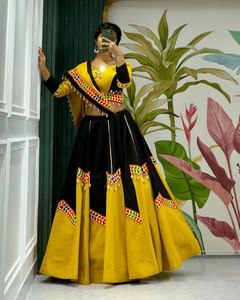 Leading Supplier Best Quality Navratri Special Pure Cotton Gamthi Lehenga Choli <b>Mirror</b> Work India FATEMA FASHION Party Quick Dry - Product Image 3